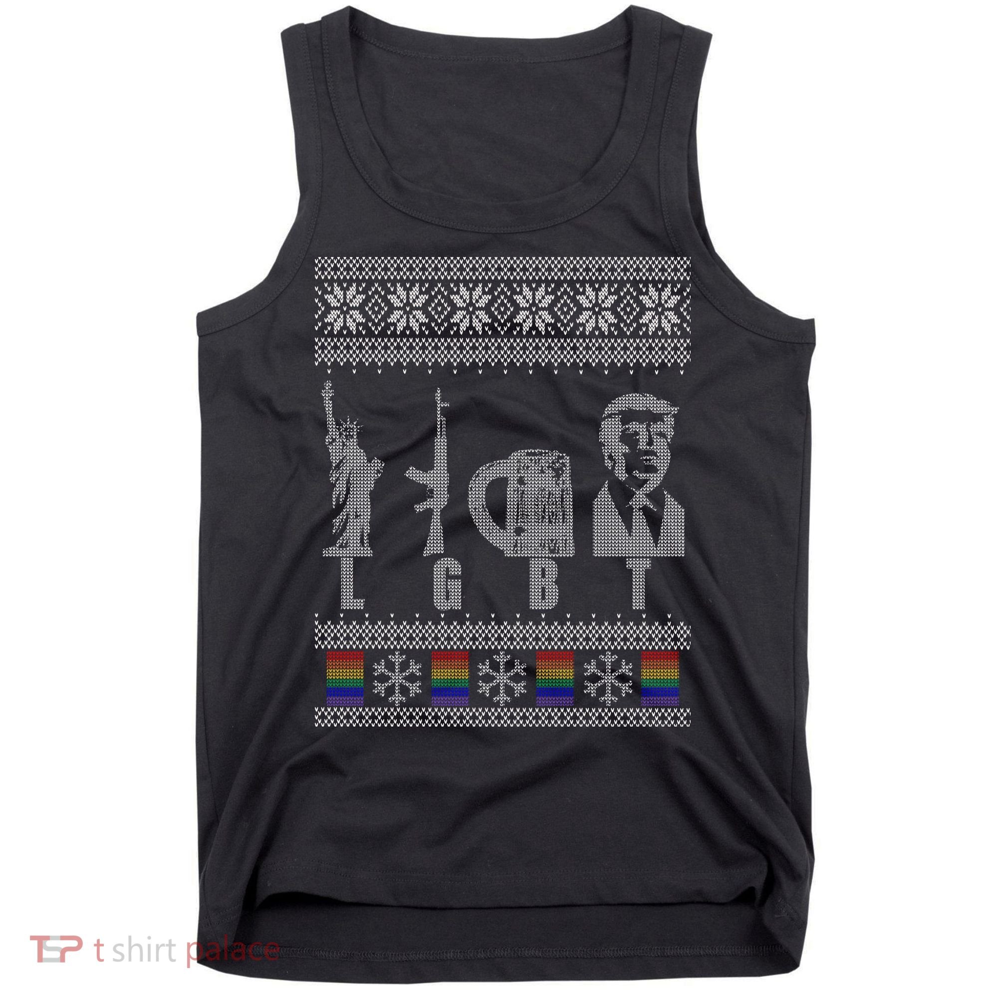 LGBT Liberty Guns Beer Trump Support Ugly Christmas Tank Top