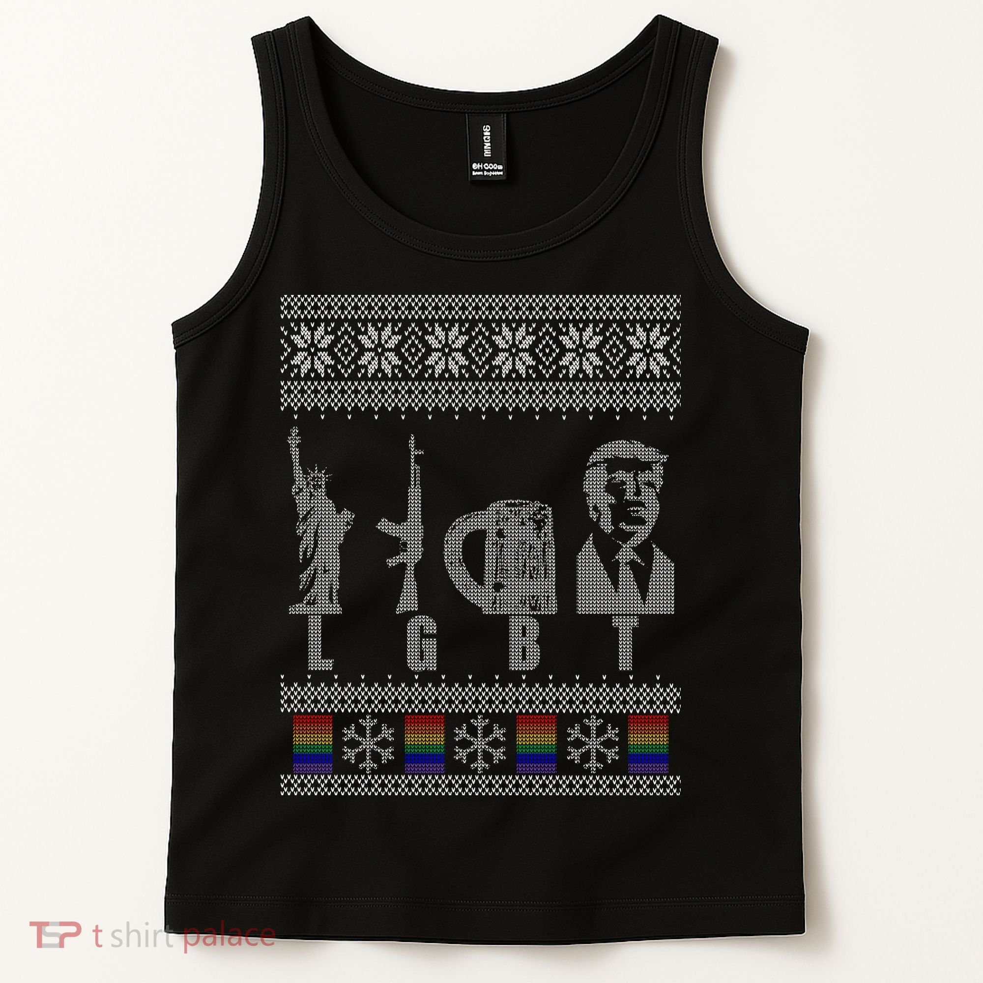 LGBT Liberty Guns Beer Trump Support Ugly Christmas Tank Top
