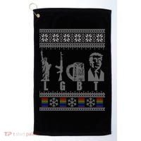 LGBT Liberty Guns Beer Trump Support Ugly Christmas Golf Towel thumb 0