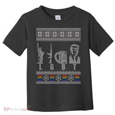 LGBT Liberty Guns Beer Trump Support Ugly Christmas Toddler T-Shirt