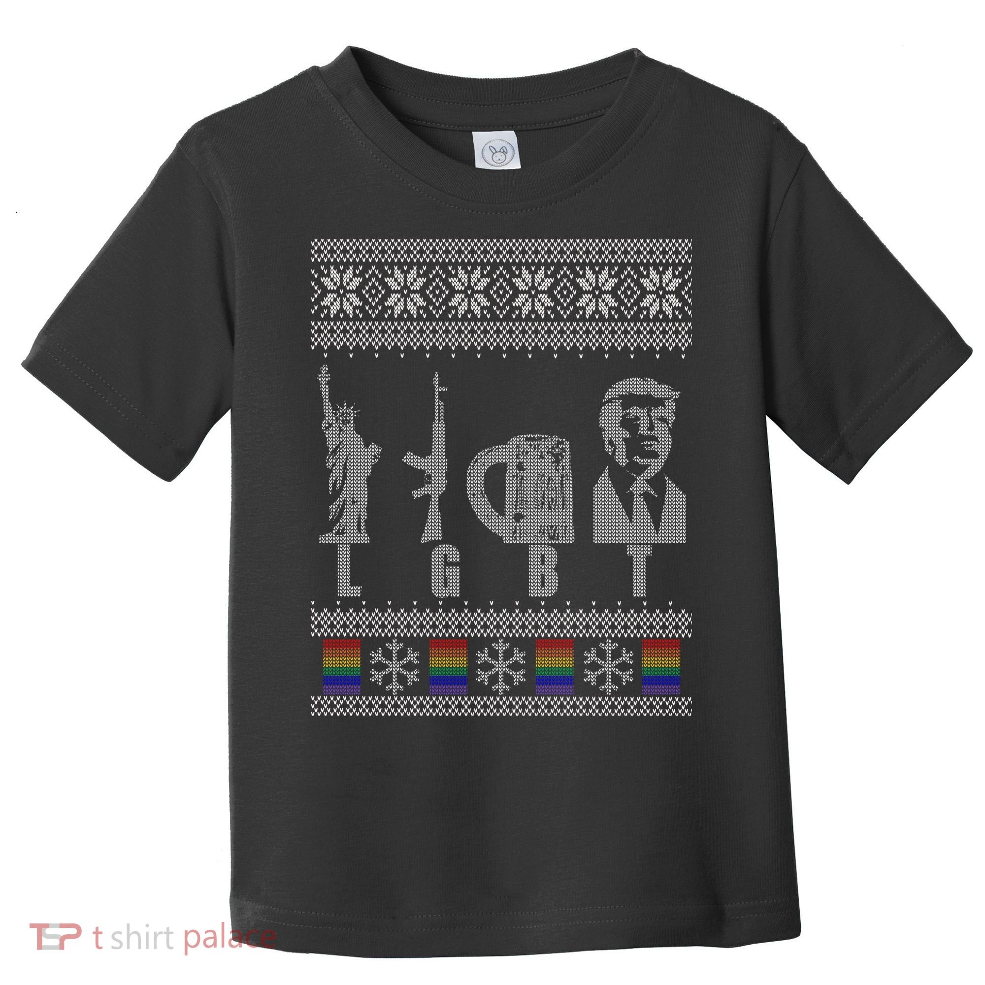 LGBT Liberty Guns Beer Trump Support Ugly Christmas Toddler T-Shirt