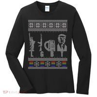 LGBT Liberty Guns Beer Trump Support Ugly Christmas Women's Long Sleeve Shirt thumb 0