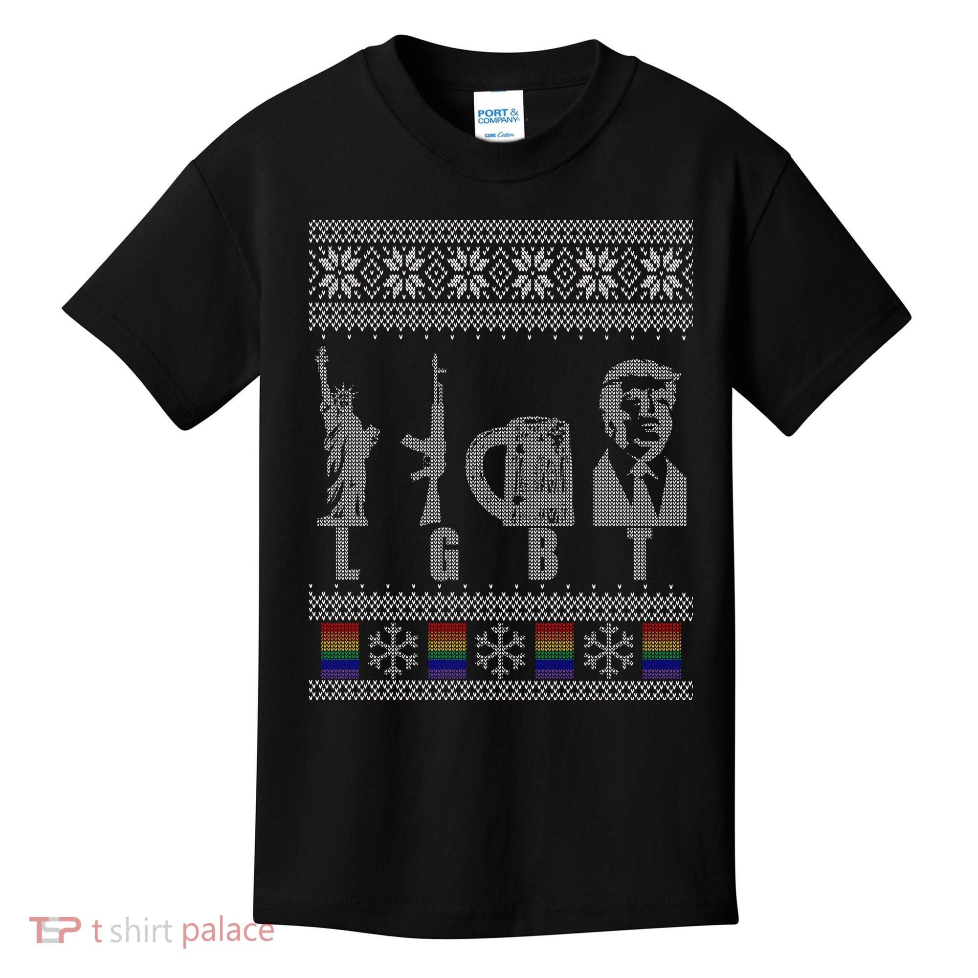 LGBT Liberty Guns Beer Trump Support Ugly Christmas Kids T-Shirt