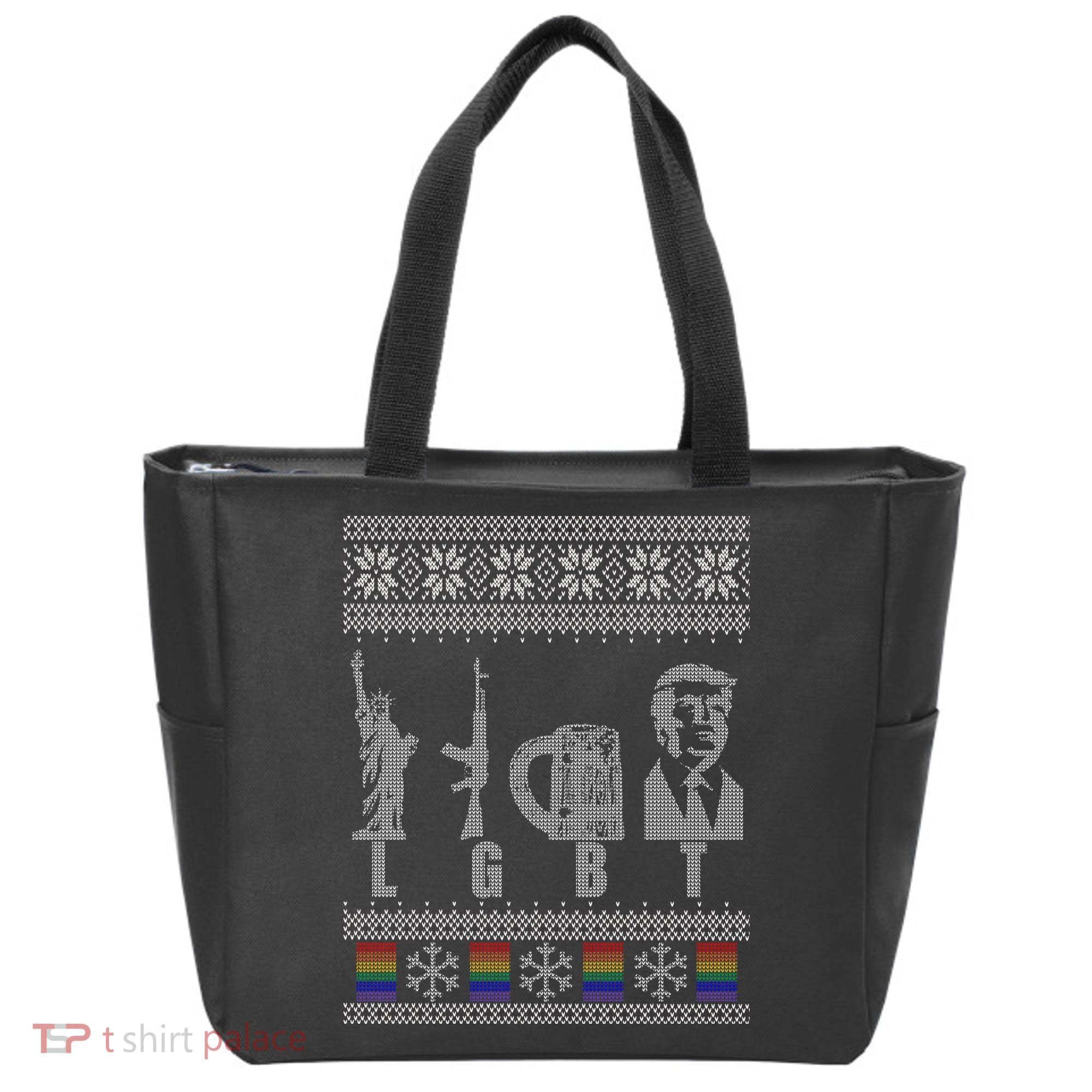 LGBT Liberty Guns Beer Trump Support Ugly Christmas Tote Bag