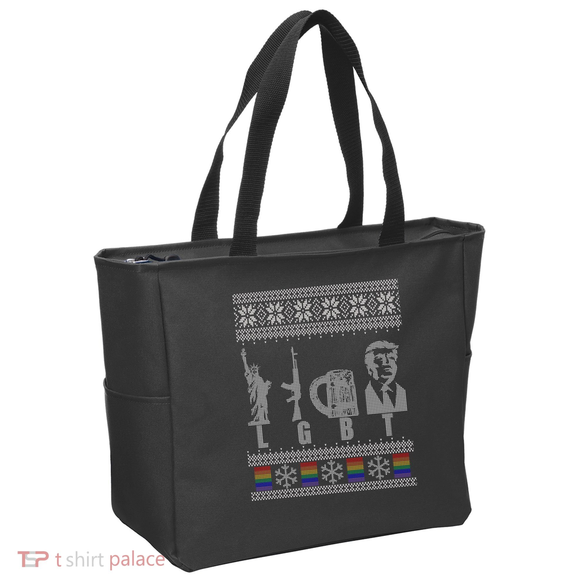 LGBT Liberty Guns Beer Trump Support Ugly Christmas Tote Bag