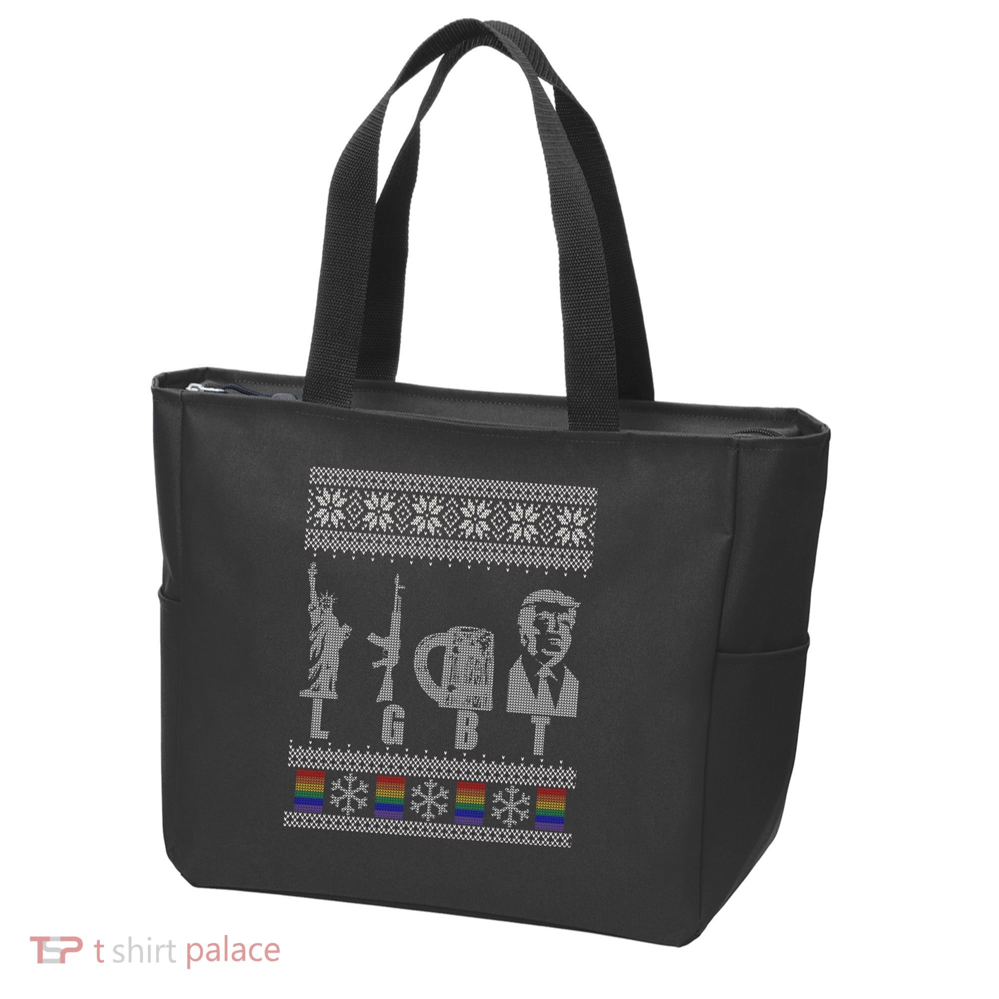 LGBT Liberty Guns Beer Trump Support Ugly Christmas Tote Bag