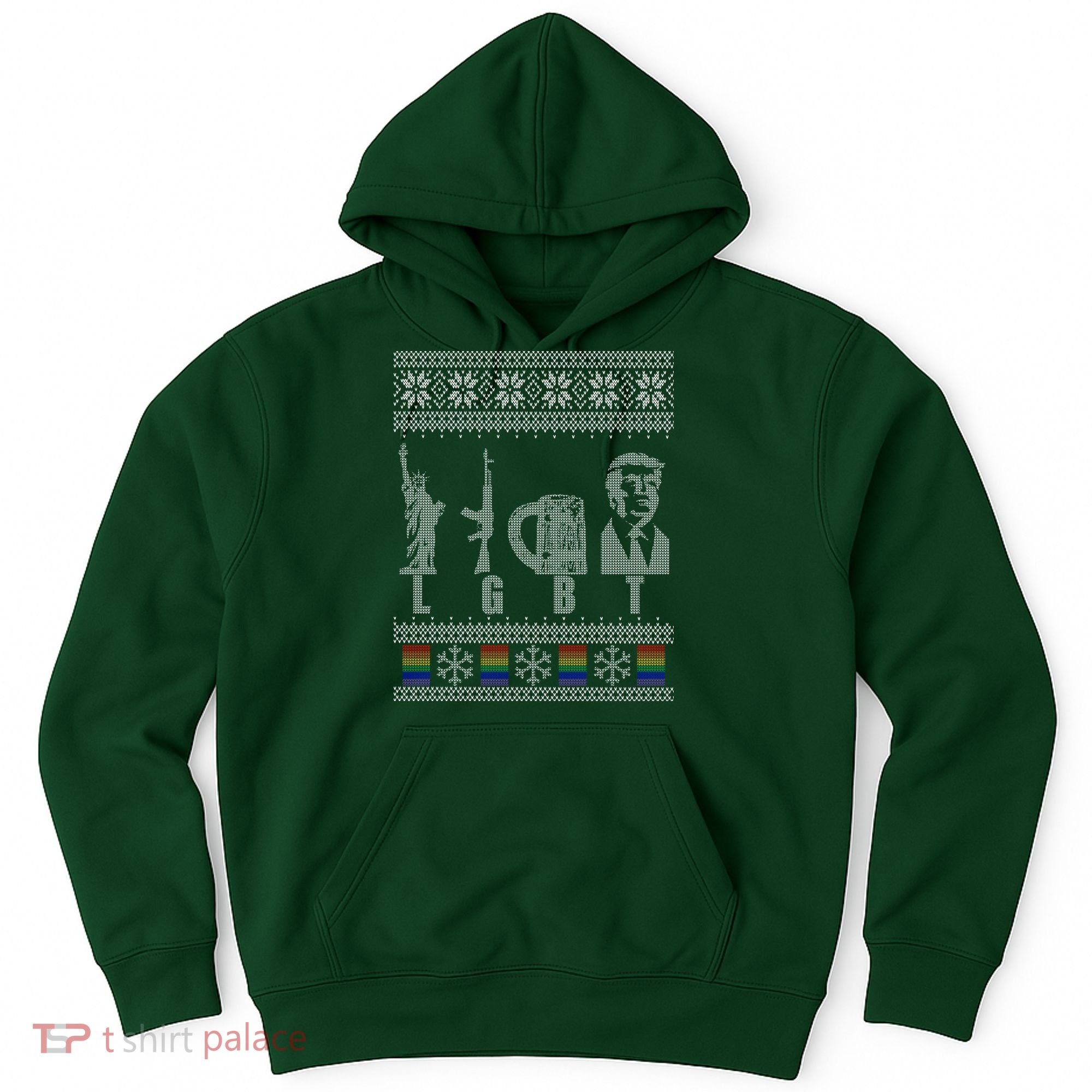 LGBT Liberty Guns Beer Trump Support Ugly Christmas Hoodie