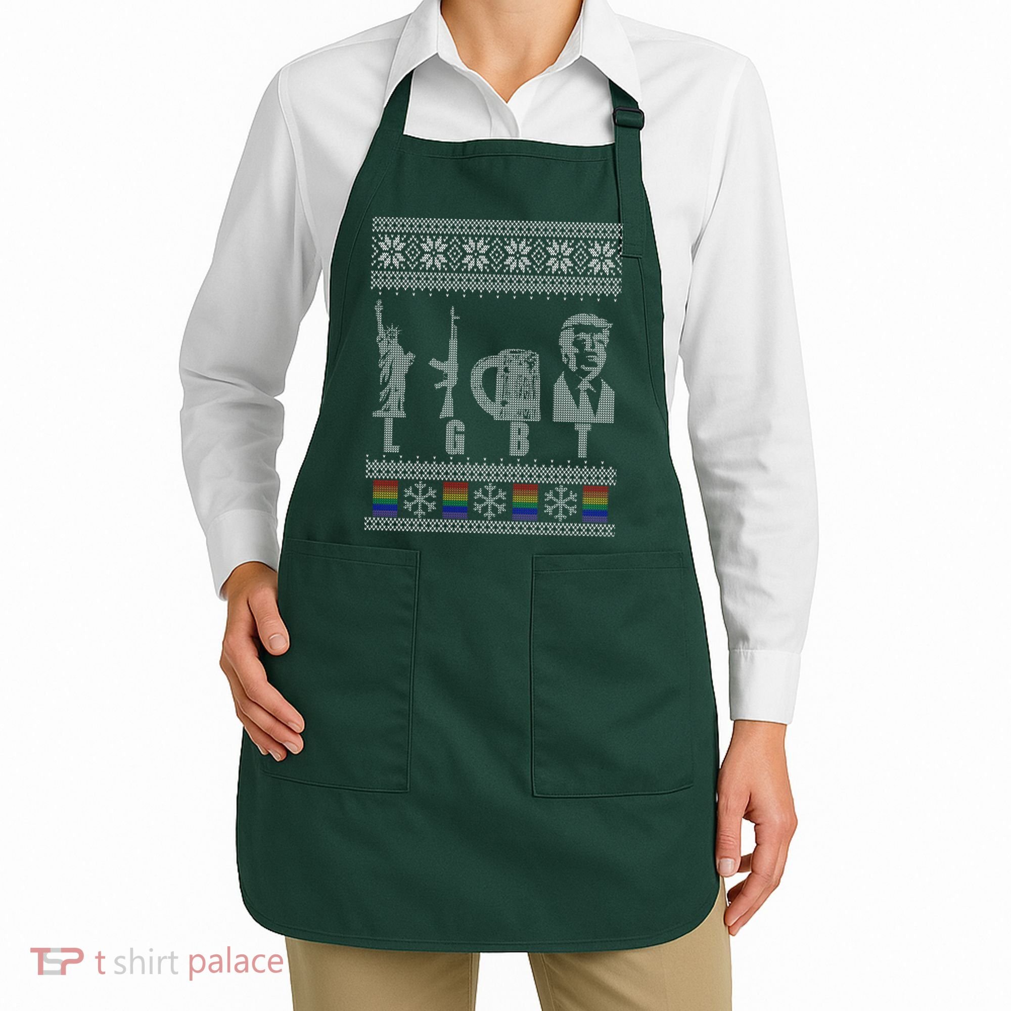 LGBT Liberty Guns Beer Trump Support Ugly Christmas Apron