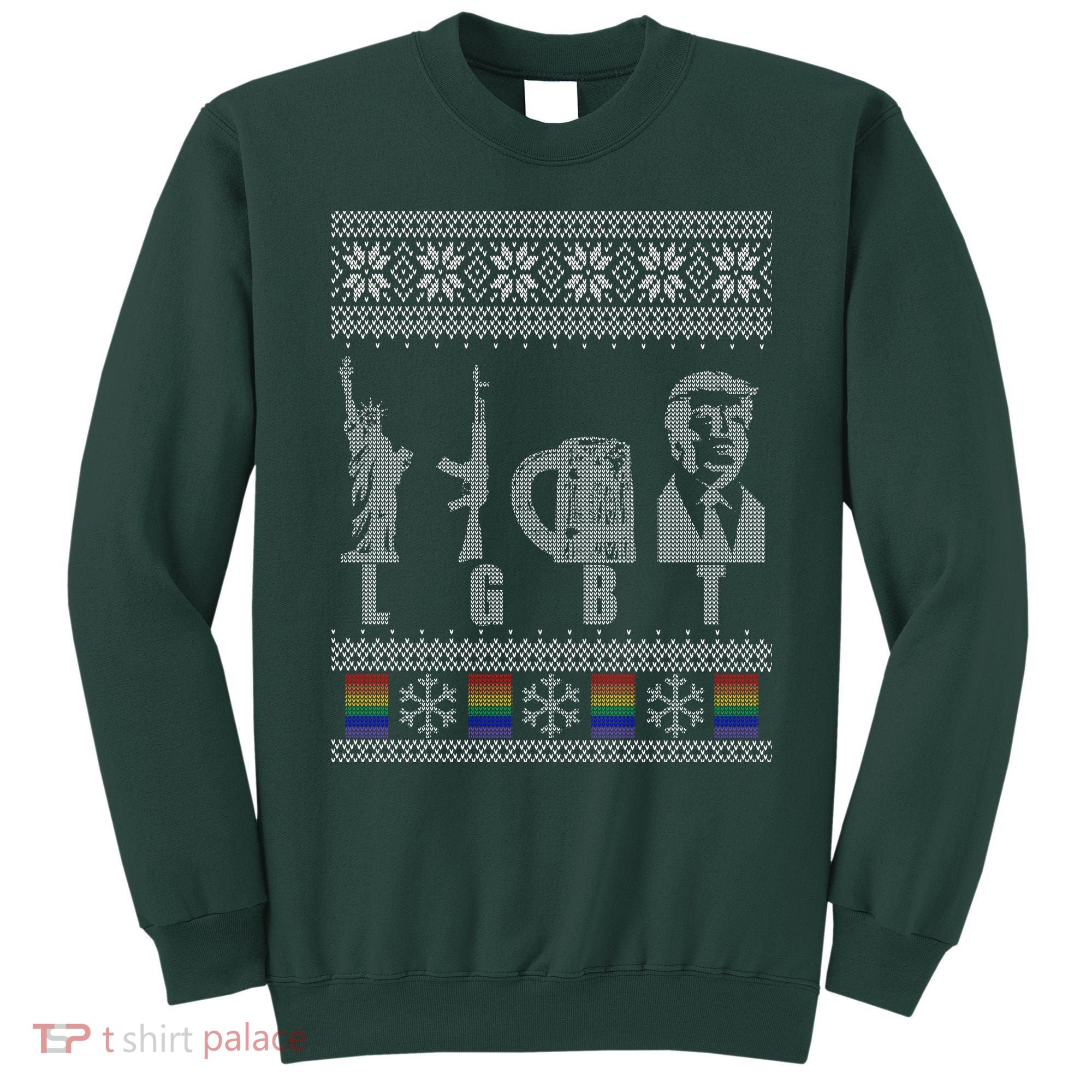 LGBT Liberty Guns Beer Trump Support Ugly Christmas Sweatshirt