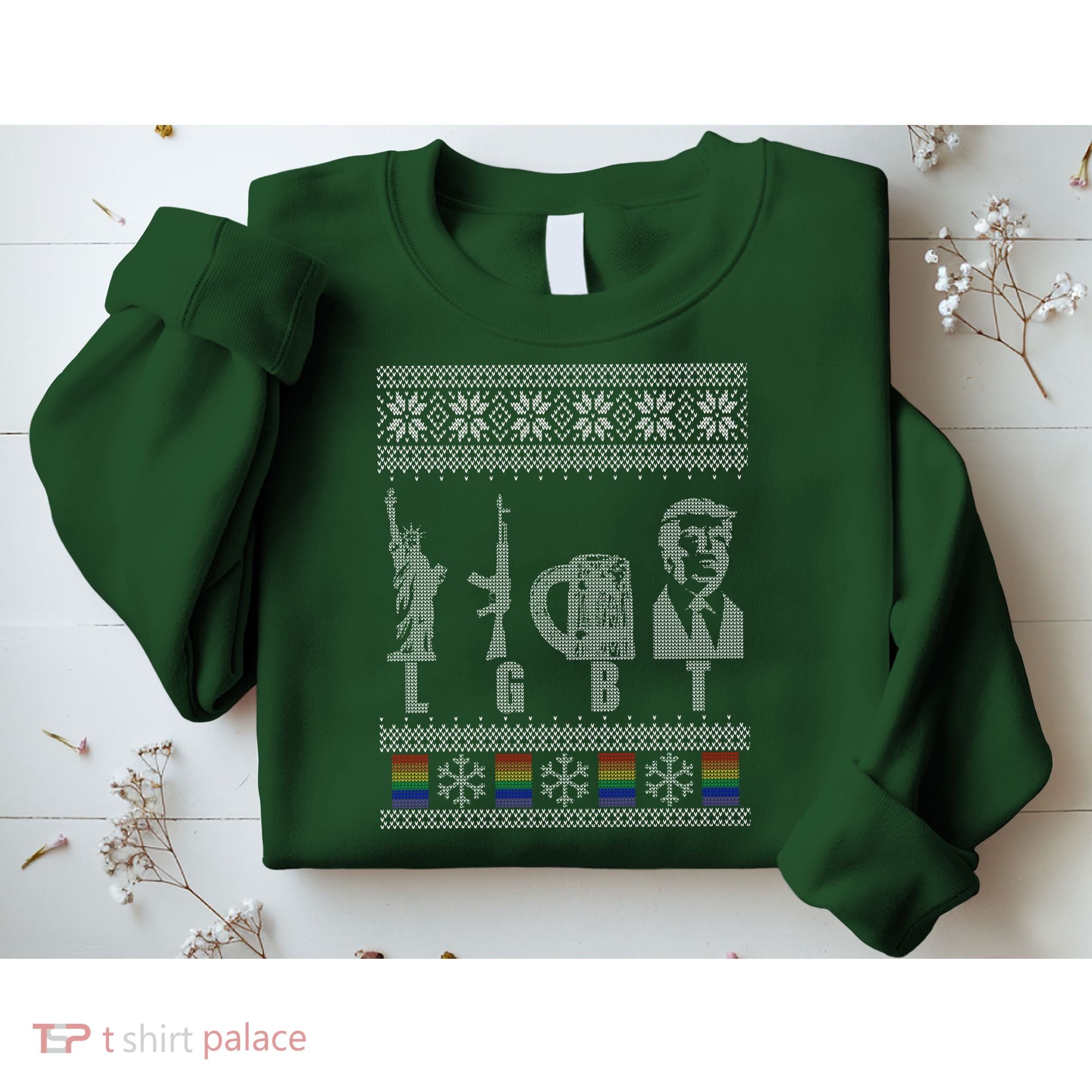LGBT Liberty Guns Beer Trump Support Ugly Christmas Sweatshirt