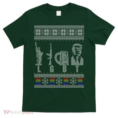 LGBT Liberty Guns Beer Trump Support Ugly Christmas T-Shirt