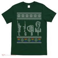 LGBT Liberty Guns Beer Trump Support Ugly Christmas T-Shirt thumb 0