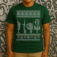 LGBT Liberty Guns Beer Trump Support Ugly Christmas T-Shirt thumb 3