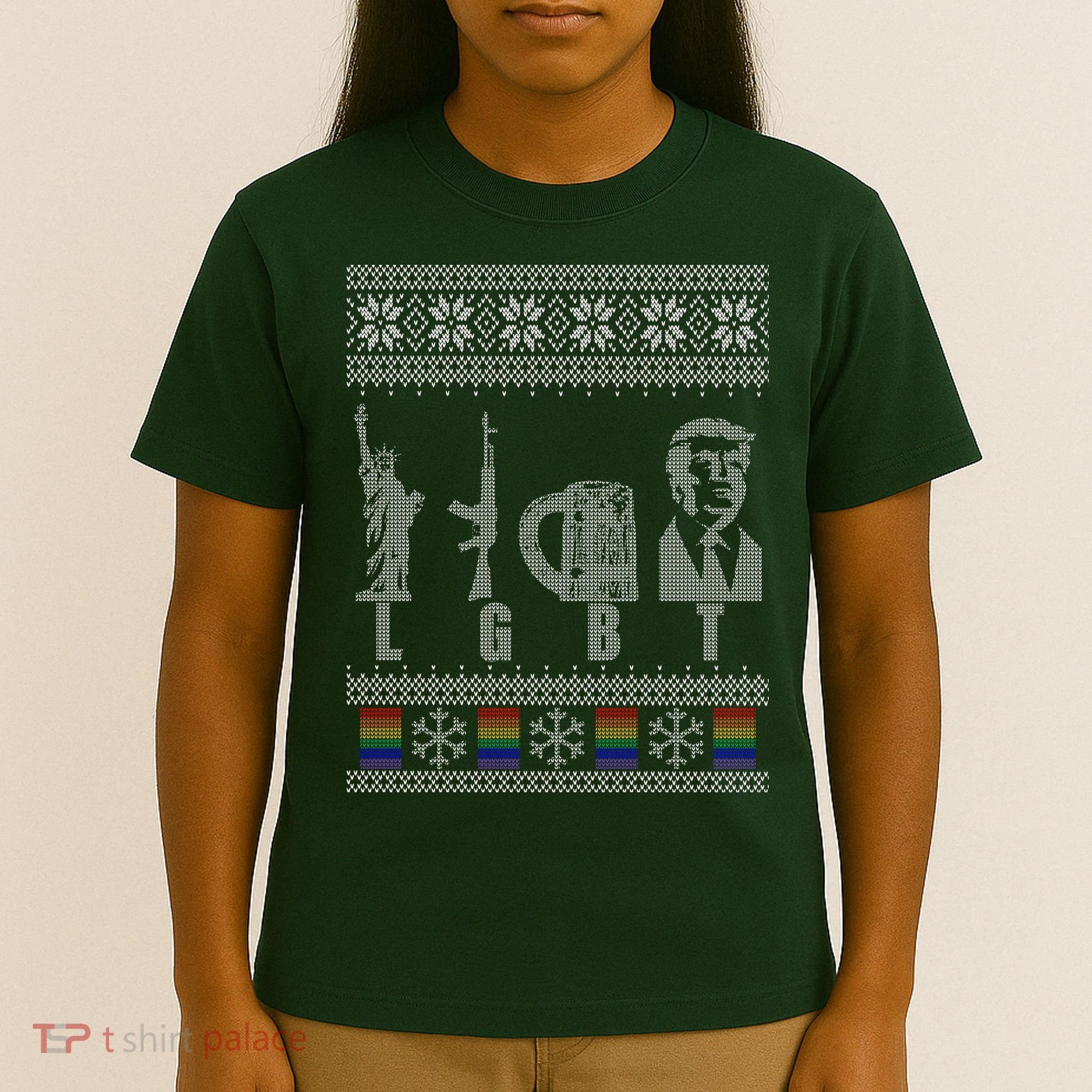 LGBT Liberty Guns Beer Trump Support Ugly Christmas T-Shirt