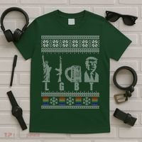 LGBT Liberty Guns Beer Trump Support Ugly Christmas T-Shirt thumb 5