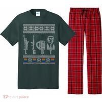 LGBT Liberty Guns Beer Trump Support Ugly Christmas Pajama Set thumb 0