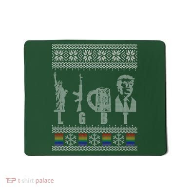 LGBT Liberty Guns Beer Trump Support Ugly Christmas Mousepad