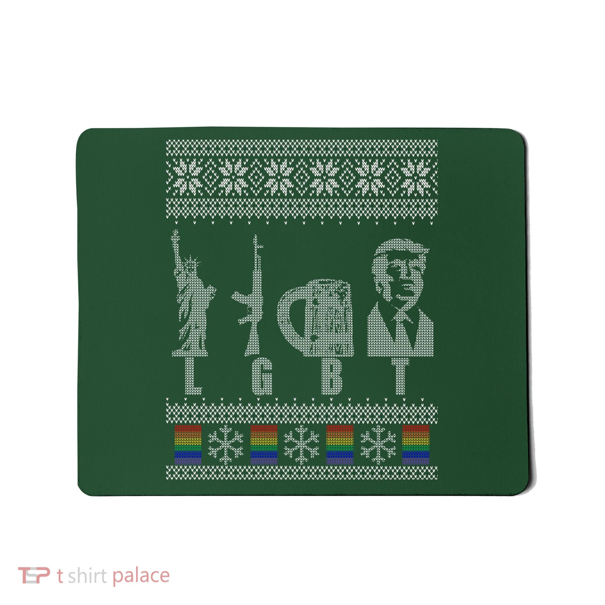LGBT Liberty Guns Beer Trump Support Ugly Christmas Mousepad
