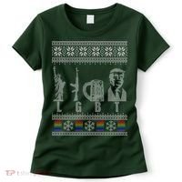 LGBT Liberty Guns Beer Trump Support Ugly Christmas Women's T-Shirt thumb 0