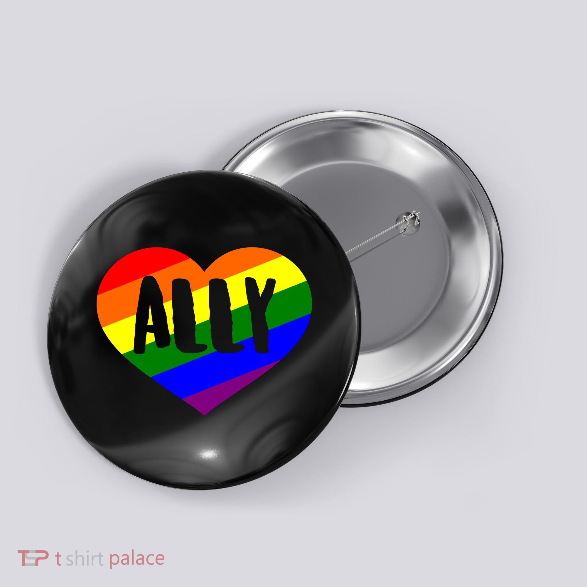 LGBT Pride Love Ally Heart Button