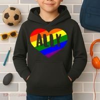 LGBT Pride Love Ally Heart Kids Hoodie thumb 2