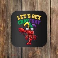 Lets Get Cray Cray Dabbing Crawfish Mardi Gras Coaster thumb 0