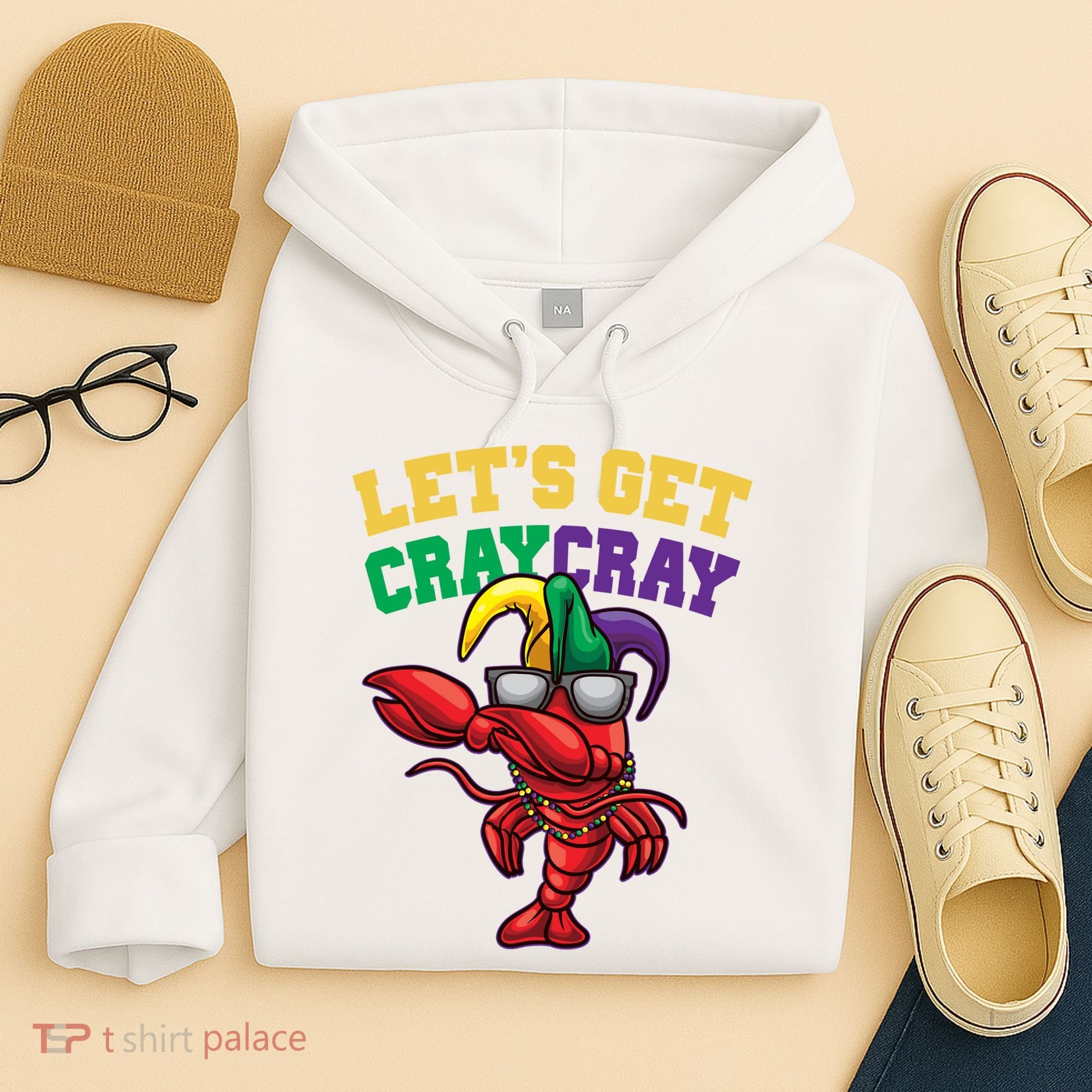 Lets Get Cray Cray Dabbing Crawfish Mardi Gras Hoodie