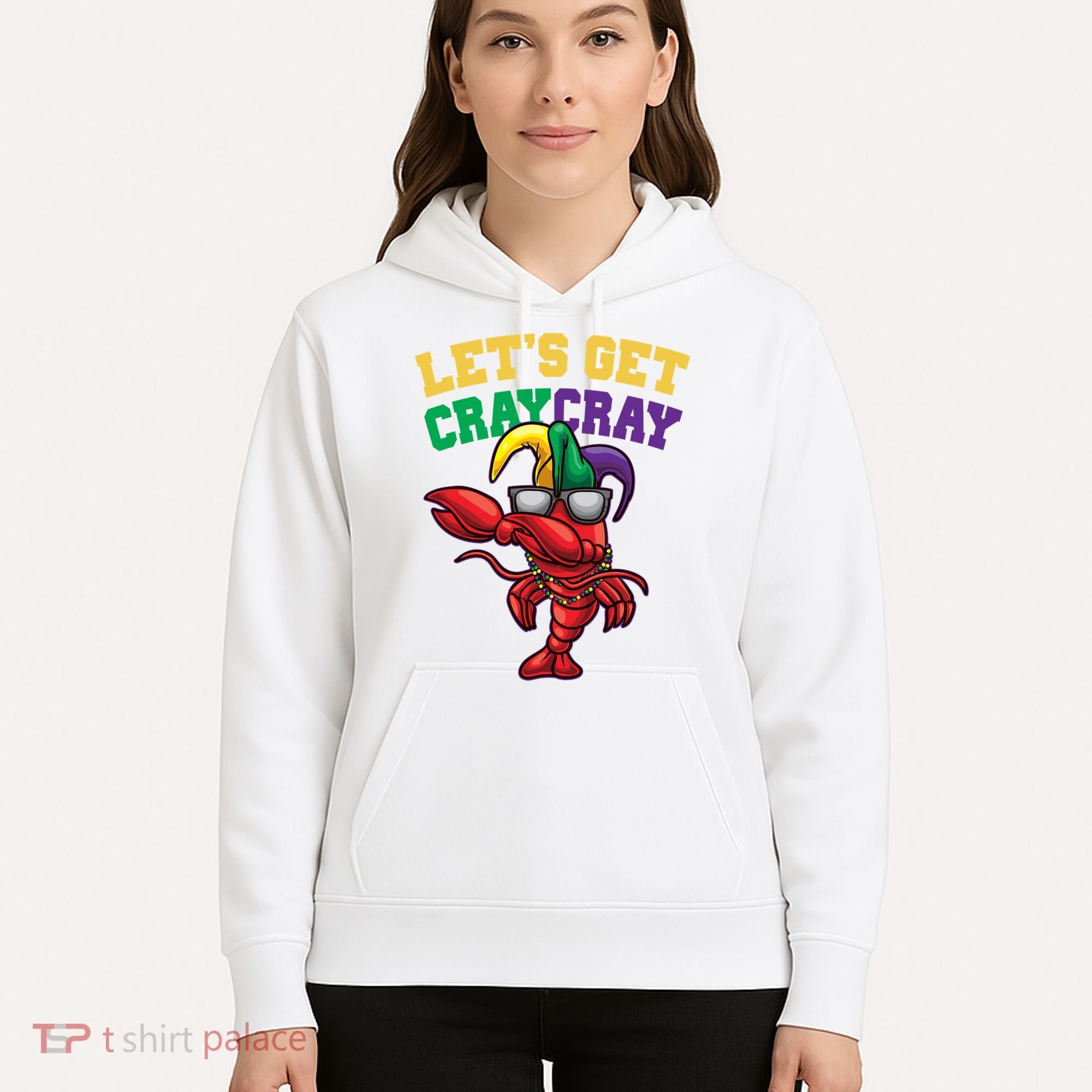 Lets Get Cray Cray Dabbing Crawfish Mardi Gras Hoodie