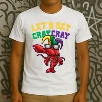 Lets Get Cray Cray Dabbing Crawfish Mardi Gras T-Shirt thumb 3