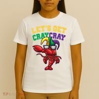 Lets Get Cray Cray Dabbing Crawfish Mardi Gras T-Shirt thumb 4