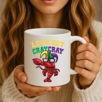 Lets Get Cray Cray Dabbing Crawfish Mardi Gras Coffee Mug thumb 3