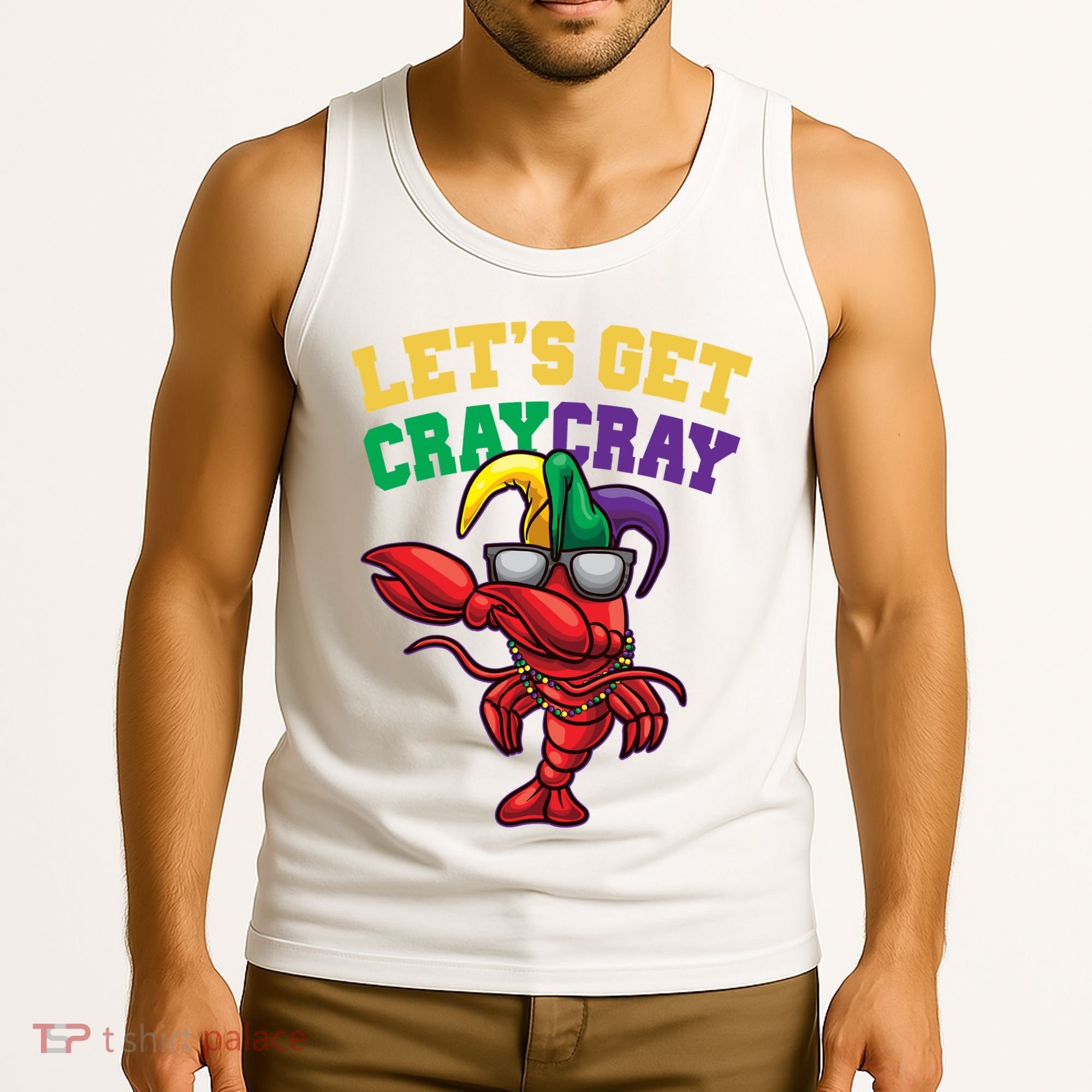 Lets Get Cray Cray Dabbing Crawfish Mardi Gras Tank Top