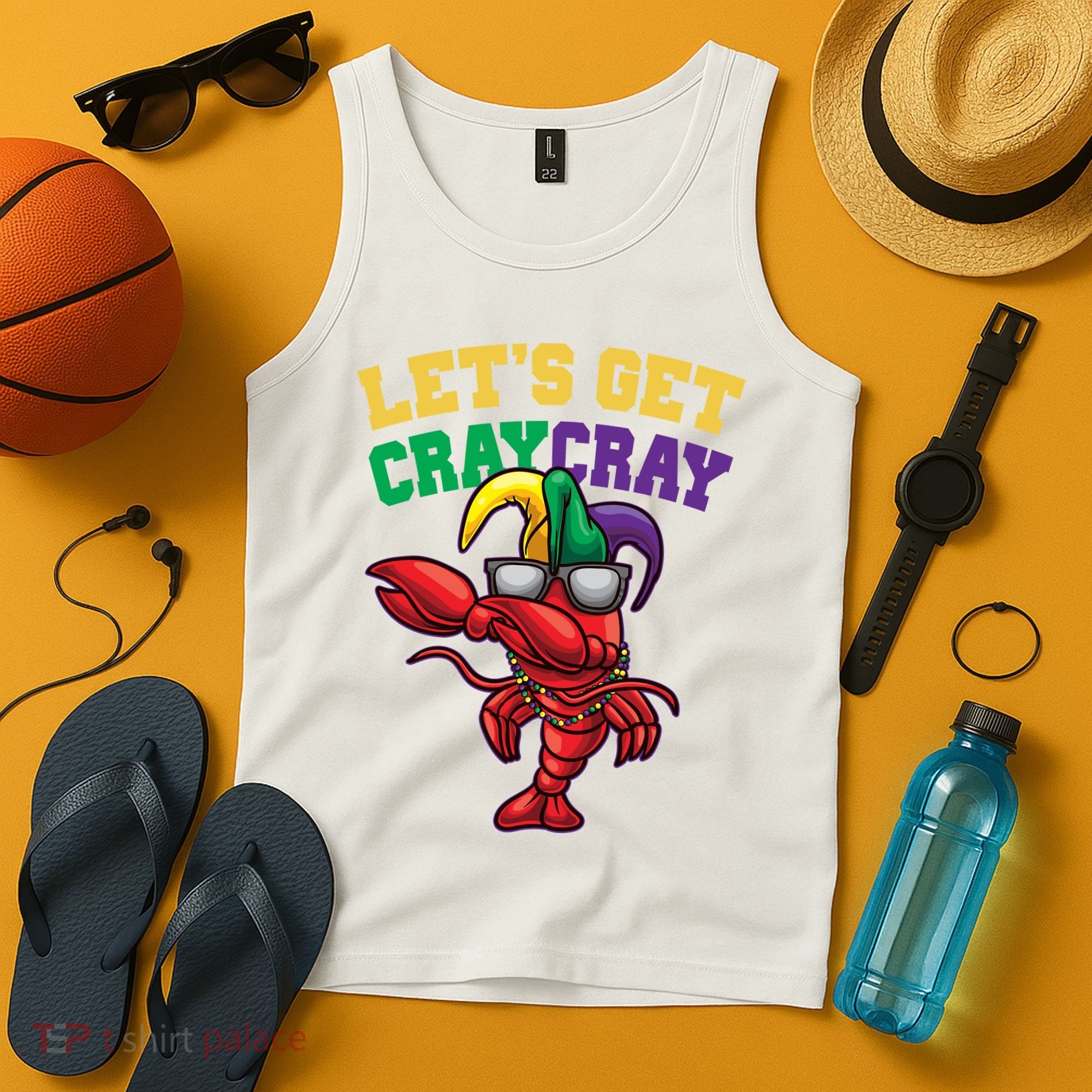 Lets Get Cray Cray Dabbing Crawfish Mardi Gras Tank Top