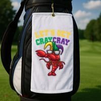 Lets Get Cray Cray Dabbing Crawfish Mardi Gras Golf Towel thumb 2