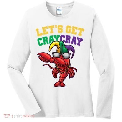 Lets Get Cray Cray Dabbing Crawfish Mardi Gras Women's Long Sleeve Shirt