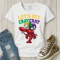 Lets Get Cray Cray Dabbing Crawfish Mardi Gras Women's T-Shirt thumb 3