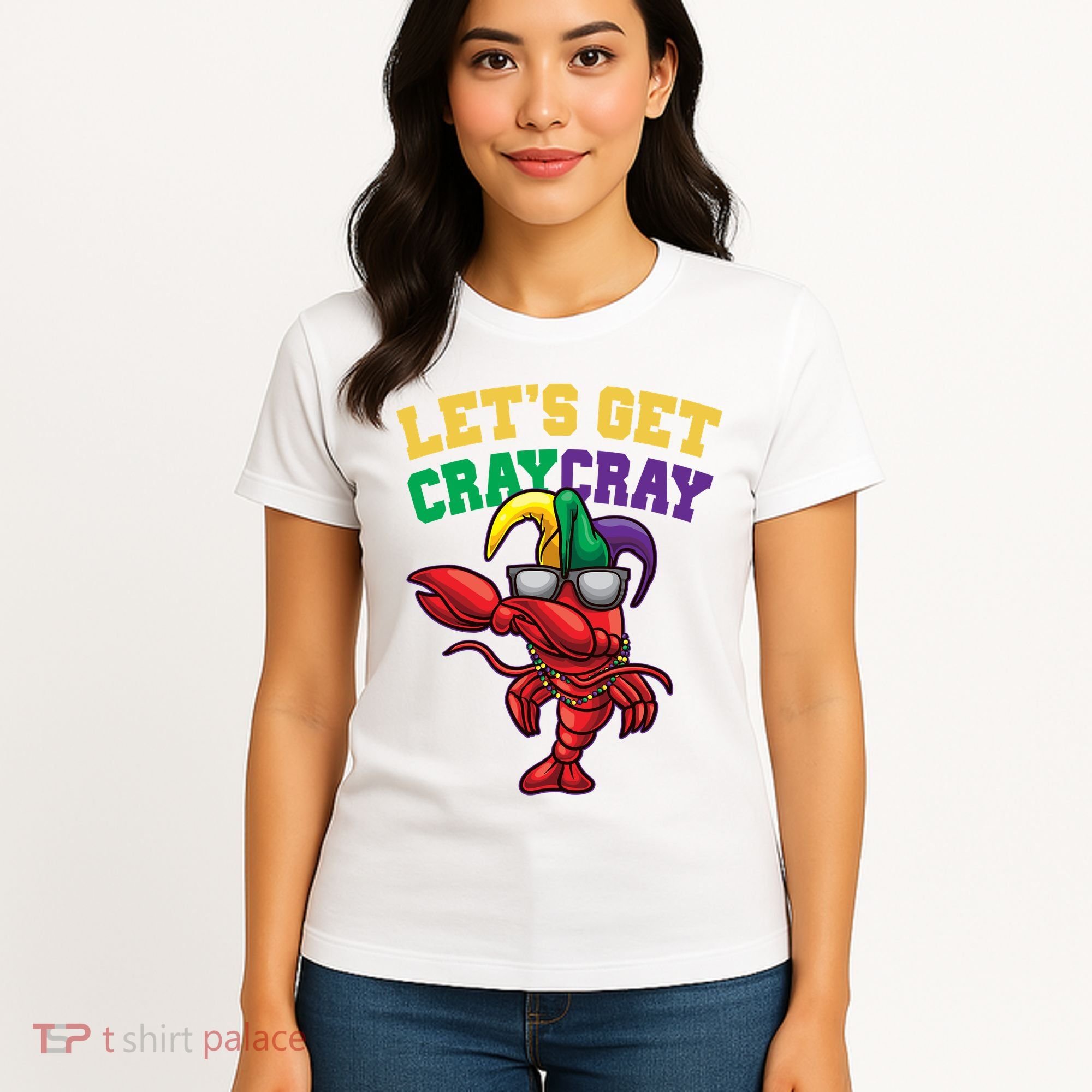 Lets Get Cray Cray Dabbing Crawfish Mardi Gras Women's T-Shirt