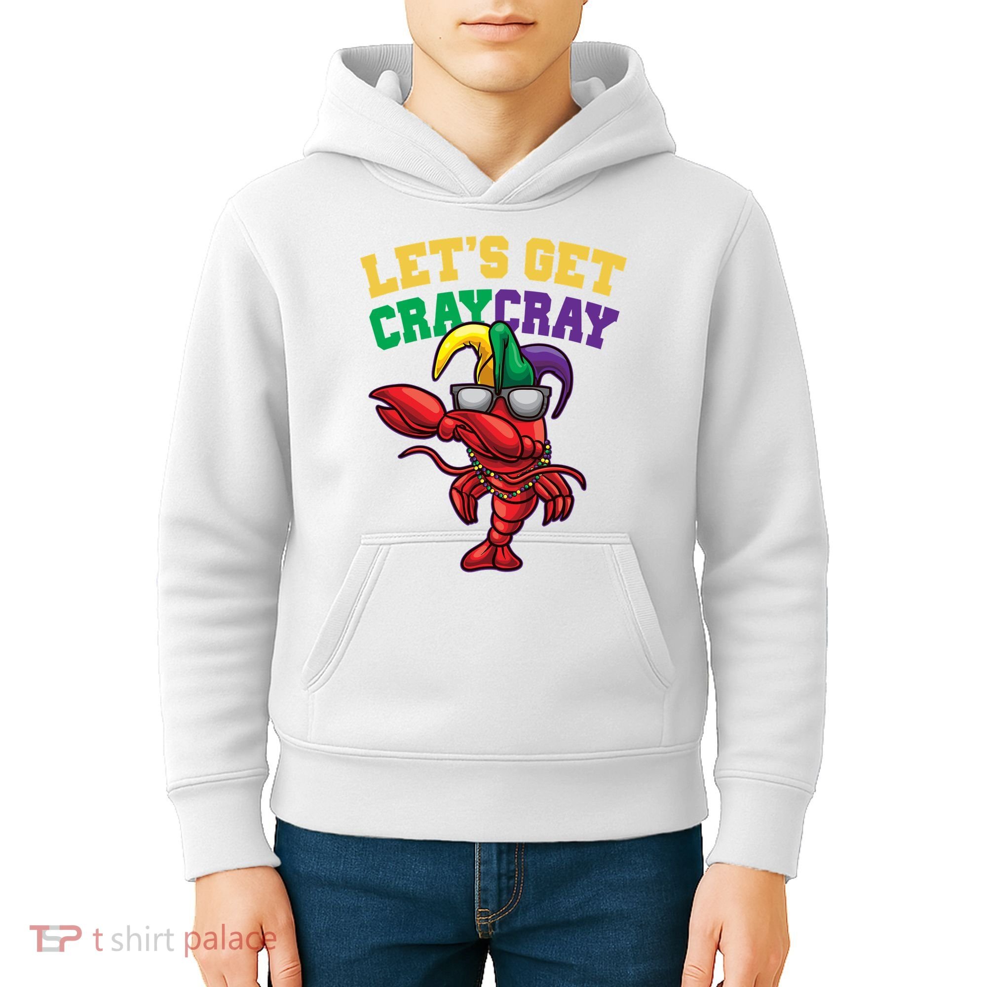 Lets Get Cray Cray Dabbing Crawfish Mardi Gras Kids Hoodie
