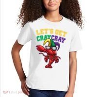Lets Get Cray Cray Dabbing Crawfish Mardi Gras Kids T-Shirt thumb 2