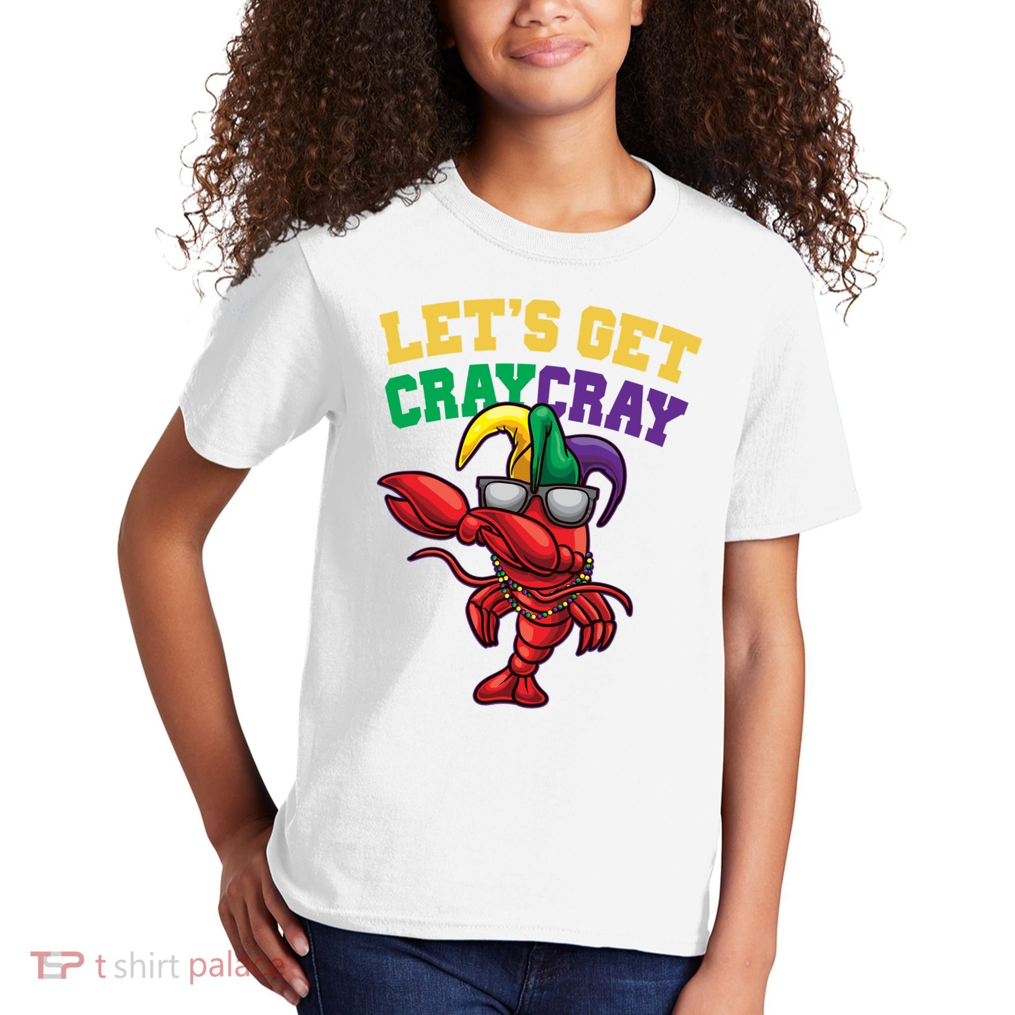 Lets Get Cray Cray Dabbing Crawfish Mardi Gras Kids T-Shirt