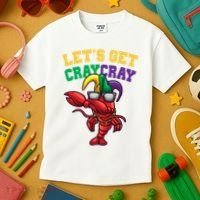 Lets Get Cray Cray Dabbing Crawfish Mardi Gras Kids T-Shirt thumb 3