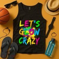 Let's Glow Crazy Glow Party 80s Retro Costume Party Lover Tank Top thumb 4