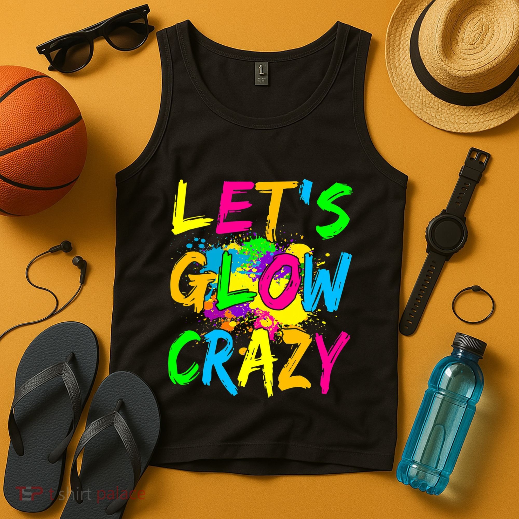 Let's Glow Crazy Glow Party 80s Retro Costume Party Lover Tank Top