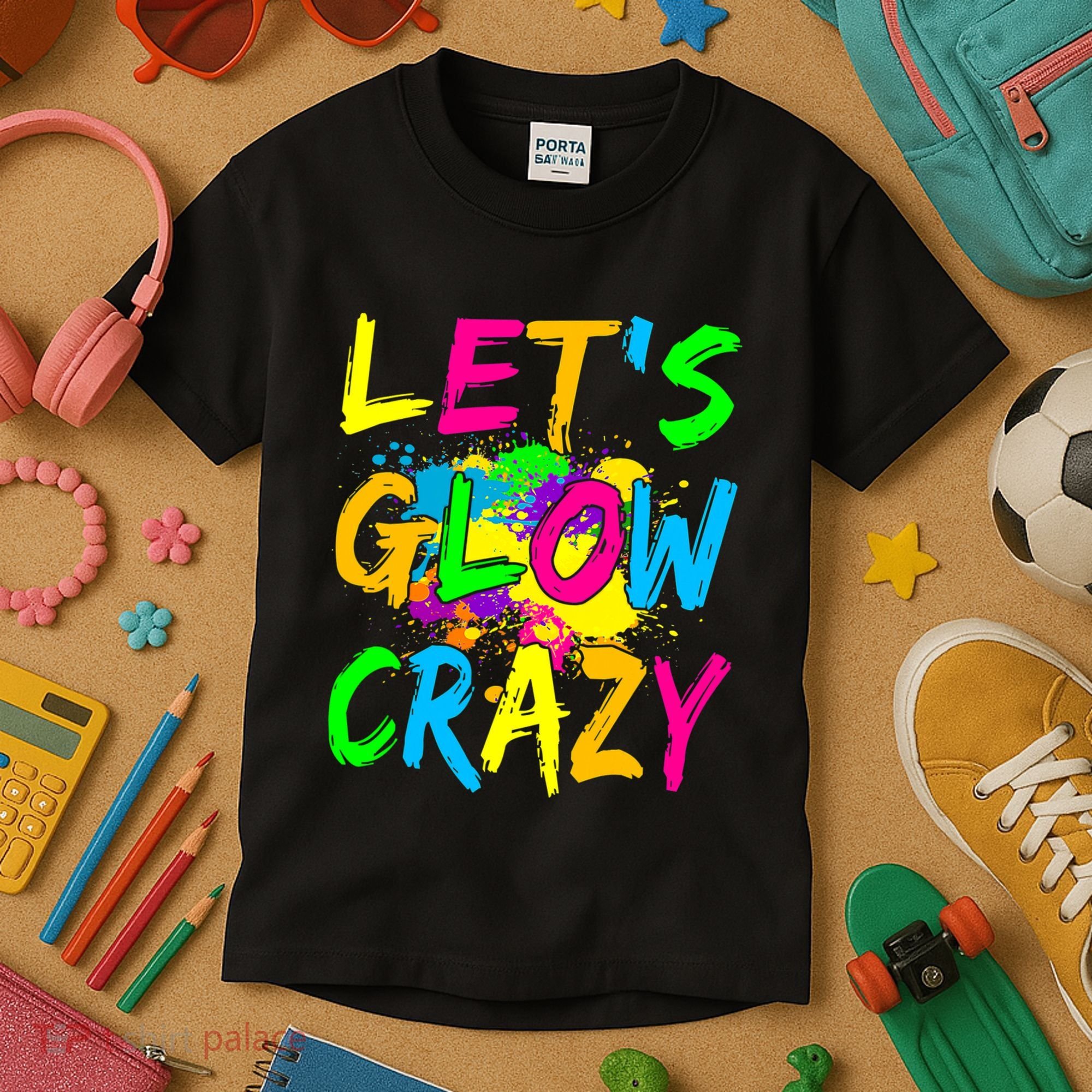 Let's Glow Crazy Glow Party 80s Retro Costume Party Lover Kids T-Shirt