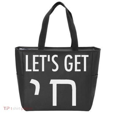 LetS Get Chai Hebrew Letter Styled Tote Bag