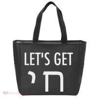 LetS Get Chai Hebrew Letter Styled Tote Bag thumb 0