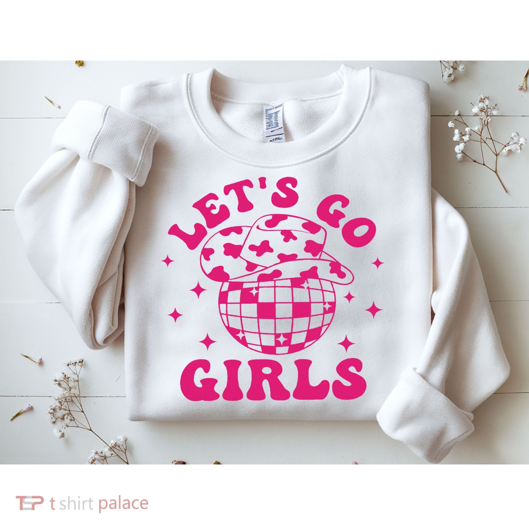 Let's Go Cowgirl Hat Disco Ball Country Western Sweatshirt