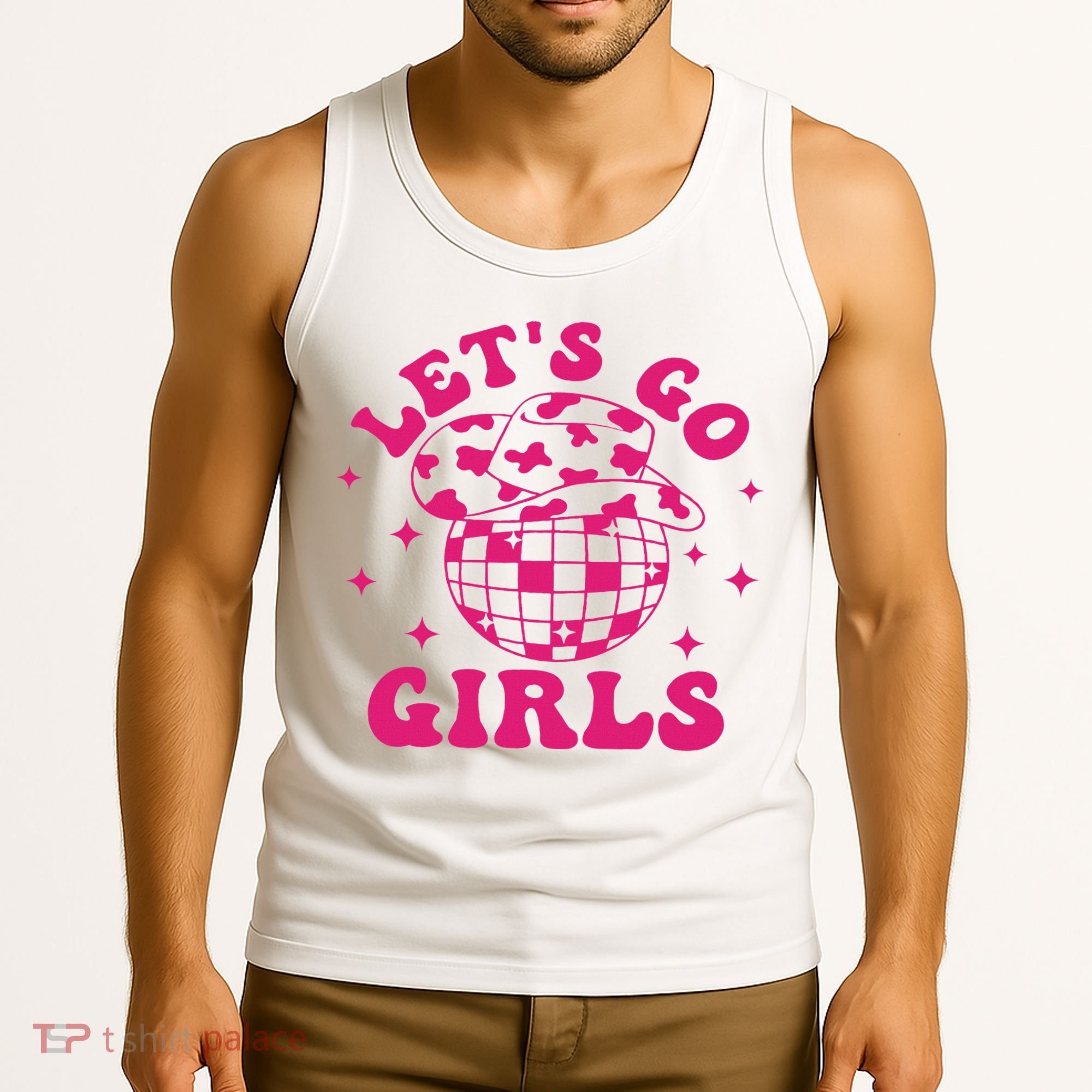 Let's Go Cowgirl Hat Disco Ball Country Western Tank Top