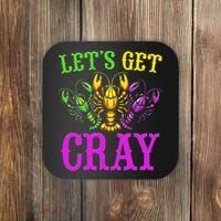 LetS Get Cray Mardi Gras Crawfish Coaster thumb 0