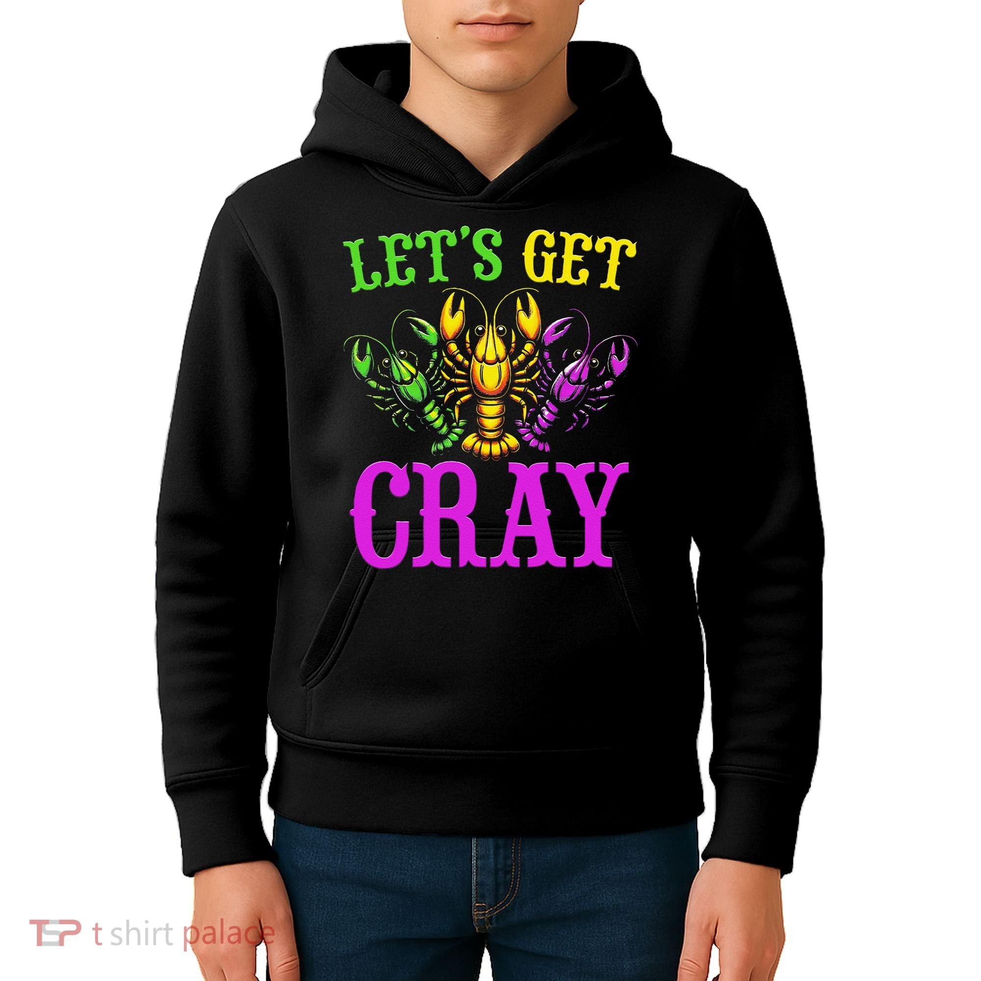 LetS Get Cray Mardi Gras Crawfish Kids Hoodie